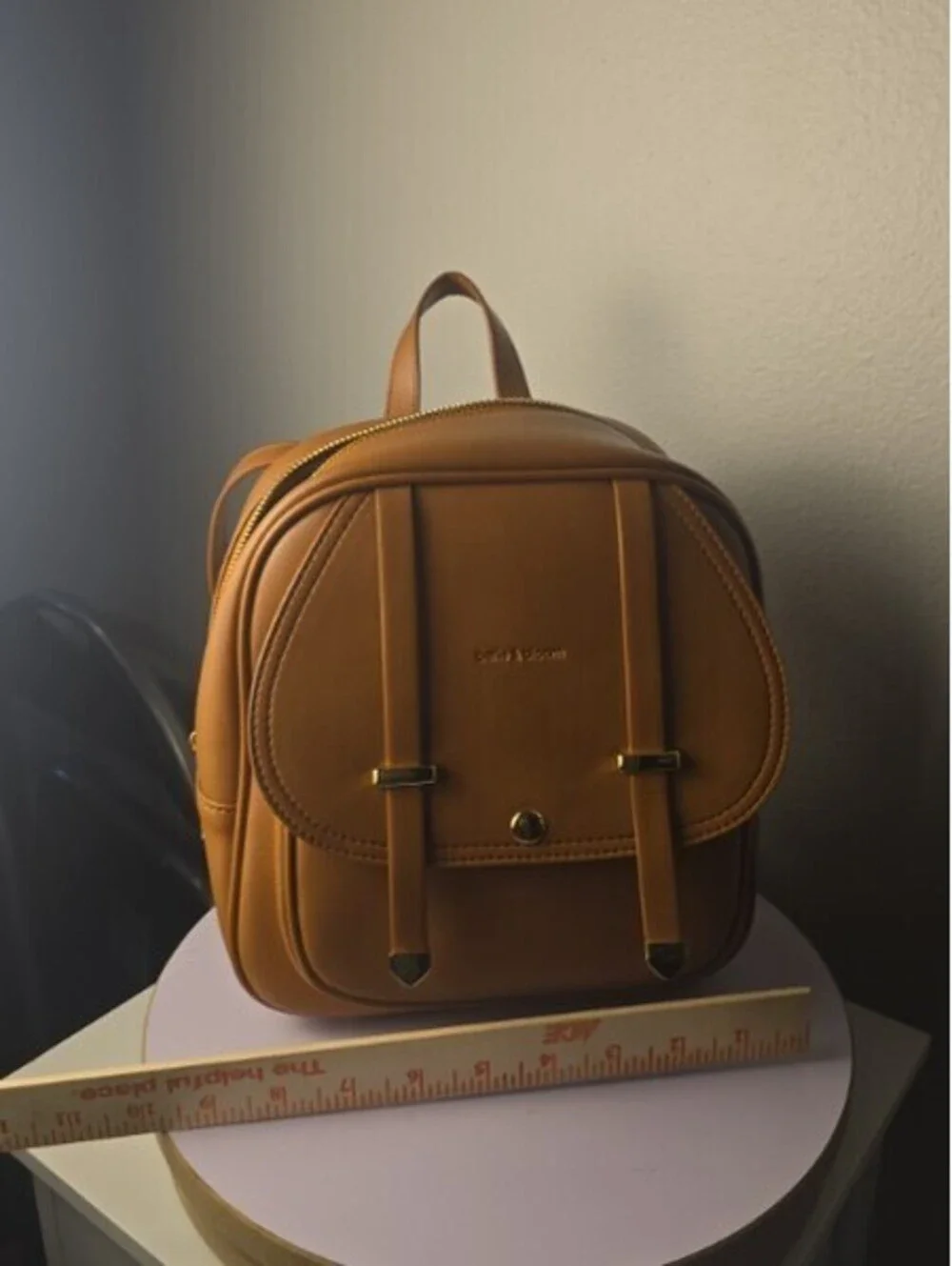 Belle & Bloom Camila Leather Backpack – Tan/Brown Gold Hardware Excellent